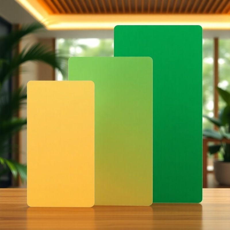 Three translucent pricing-card panels in forest-green and cream gradient tones